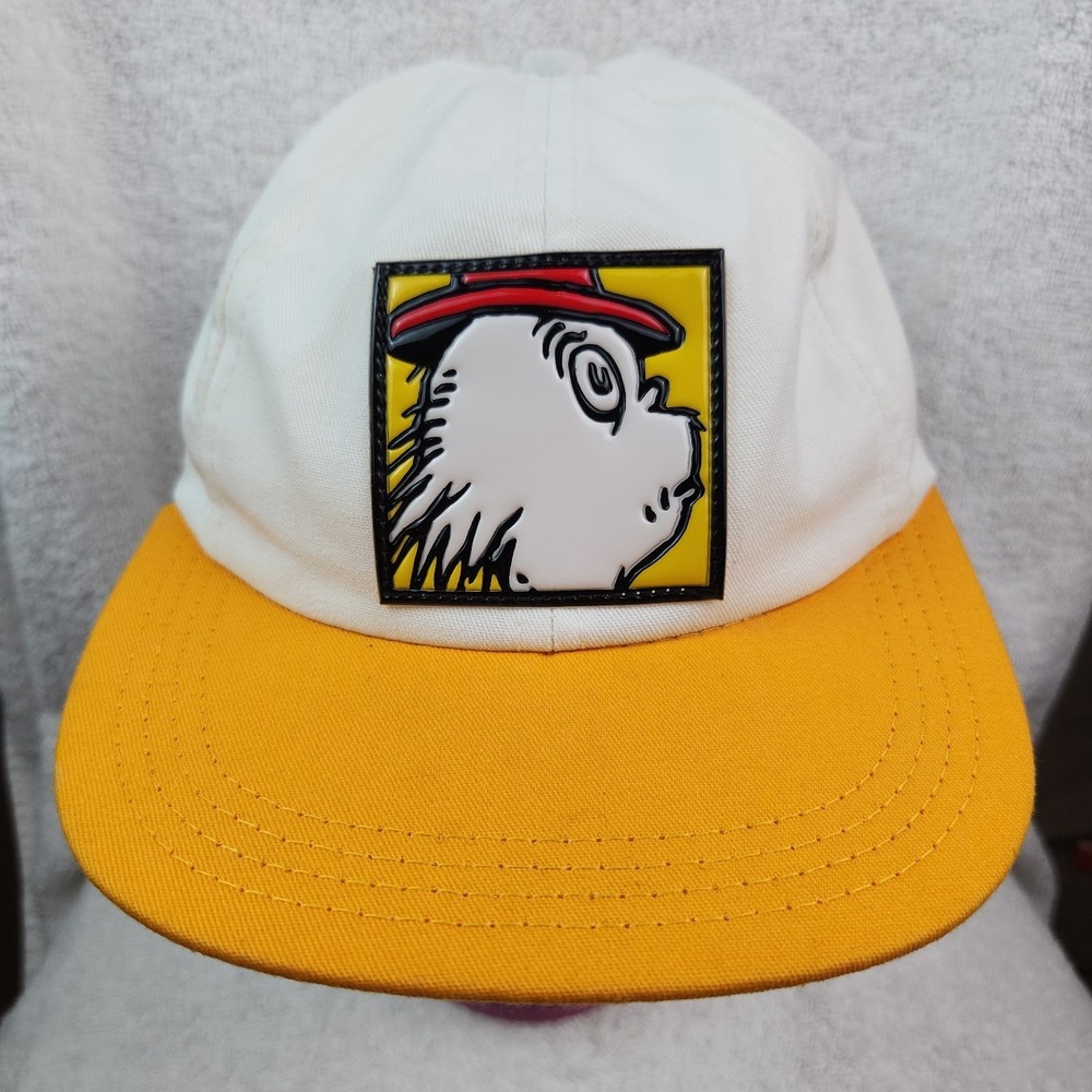 VTG Dr Seuss Hat Cap Snapback White Rubber Patch Logo Universal Studio 90s